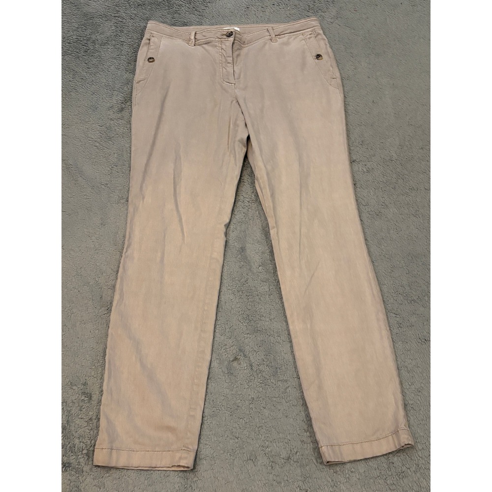J. Jill Womens Khaki Tan Straight Leg Chino Pants Size 12 Cotton Tencel Stretch